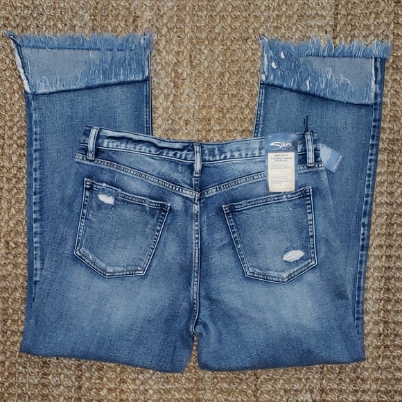 SILVER HIGH RISE ANKLE JEANS